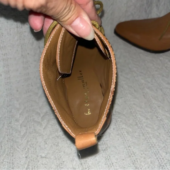 Bettye Muller Frontier Leather Lace Up Block Heel Ankle Boots • Anthropologie • - Picture 9 of 14